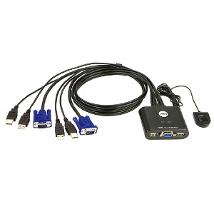 ATEN 2-포트 USB VGA 케이블 KVM 스위치 with 원격 포트 선택기 CS22U